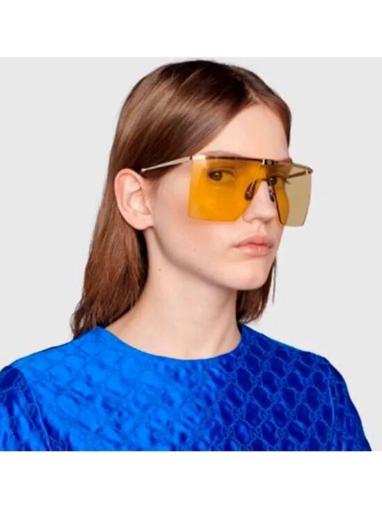 New Authentic GG1096S 003 Sunglasses by Gucci™ Shield, Material: Metal, Rimless. main image 12